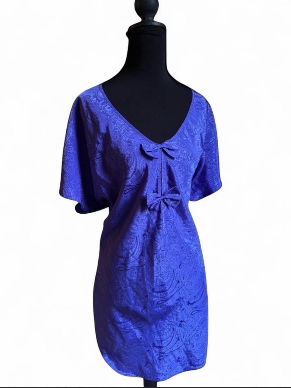 1980s Paisley Jacquard Short Chemise — Royal Purple
